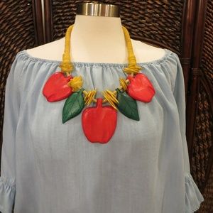 Statement Vintage Wooden Apple Necklace